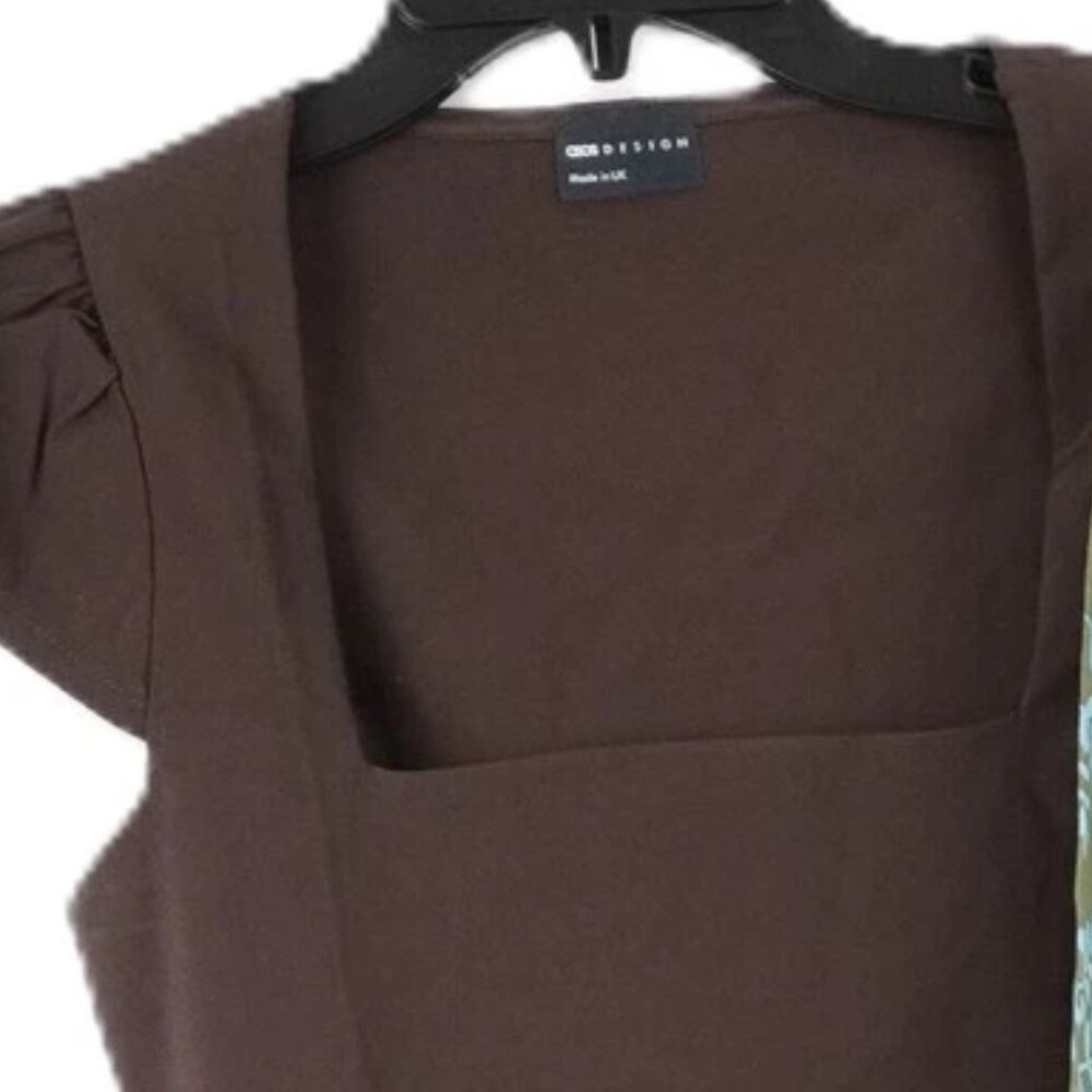 ASOS Design Square Neck Midi Sundress in Chocolate Brown - Picture 2 of 8